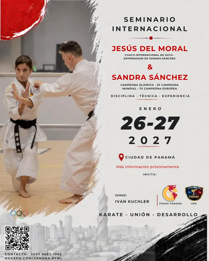 Afiche oficial del Seminario Internacional 2027 con Jesús del Moral y Sandra Sánchez, 26 y 27 de enero, Ciudad de Panamá