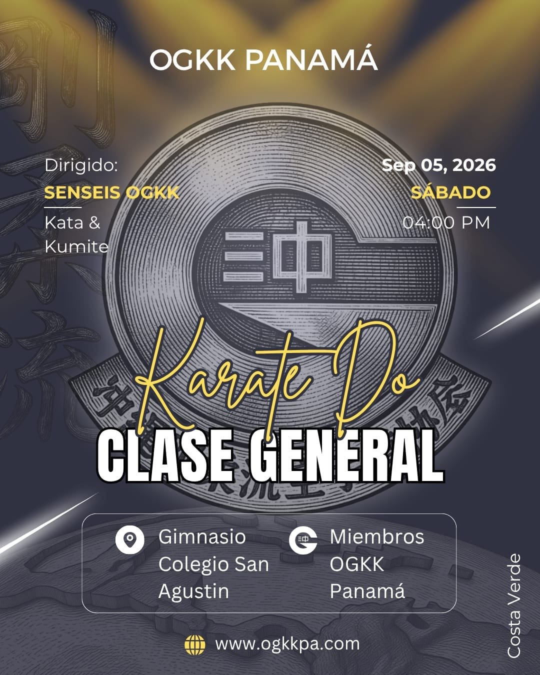 Afiche de la Clase General de Karate Do de OGKK Panamá, 5 de septiembre de 2026